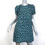 Marc Jacobs Mini Dress Blue Leopard Print Silk Size 2 Short Sleeve Shift