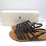 K.Jacques Homere Slingback Thong Sandals Black Leather Size 38