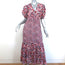 Saylor Puff Sleeve Midi Dress Elizabeth Multicolor Floral Print Size Extra Small