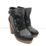 Loeffler Randall Platform Ankle Boots Serena Black Leather & Gray Flannel Size 8