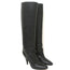 Hermes Knee High Boots Brown-Trimmed Black Leather Size 36 High Heel