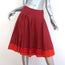 Prada Beaded Pleated Skirt Red Silk-Trim Cotton Size 44 NEW