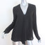 Theory Blouse Meniph Black Silk Size Small Long Sleeve V-Neck Top