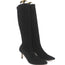 Manolo Blahnik Pascalare Knee High Boots Black Stretch Suede Size 38.5