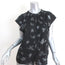 Rebecca Taylor Blouse Black Glitter Print Silk Jacquard Size 8 Button Down Top