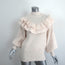 H&M Flounced Rib Knit Sweater Ivory Wool-Blend Size Small Ruffled Pullover NEW