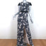 Jenni Kayne Maxi Dress Leather-Trim Dot Print Silk Size 2 Cap Sleeve