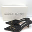 Manolo Blahnik Studded Mules Balu Black Perforated Leather Size 36.5 Kitten Heel
