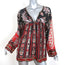 Isabel Marant Etoile Top Tucson Black/Red Paisley Print Crepe Blouse Size 40