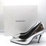 Balenciaga Broken Mirror Heels Silver Metallic Leather Size 37.5 Point-Toe Pumps