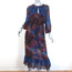 Saloni Drawstring Midi Dress Ruffled Floral & Lace Print Silk Size US 6