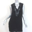 Sandro Mini Dress Black Floral Embroidered Crepe Size 1 Sleeveless V-Neck Shift