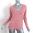 Minnie Rose Distressed Cashmere Sweater Pink Size Extra Small V-Neck Pullover