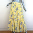 LoveShackFancy Tiered Maxi Skirt Haru Yellow Floral Print Cotton-Silk Size 6