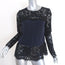 Intermix Blouse Black Lace & Navy Silk Size Small Long Sleeve Top