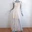 MISA Maxi Dress Cassie Ivory Embroidered Mesh Size Small Sleeveless Open Back