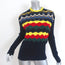 Marni Crochet Sweater Navy/Multi Cotton Mixed Knit Size 42 Crewneck Pullover