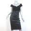 Talbot Runhof Off the Shoulder Dress Black Draped Suede & Leather Size 6