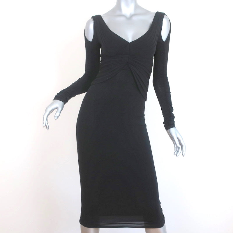 Zac Posen Cutout Long Sleeve Dress Black Pleated Stretch Jersey Size 2 Zac Posen Cutout Long Sleeve Dress Black Pleated Stretch Jersey Size 2