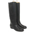 Fendi Riding Boots Black Croc-Trim Leather Size 36 Flat Knee High Boots