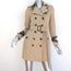 Burberry Queensborough Leather-Trim Trench Coat Beige Size US 2 Belted Jacket