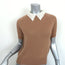 Christian Dior Lace Collar Cashmere Top Camel Size US 6 Short Sleeve Sweater NEW