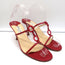 Jimmy Choo Ring Slide Sandals Red Leather Size 41 Open Toe Heels