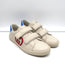 Gucci Interlocking G Double Strap Low Top Sneakers Off-White Leather Size 38