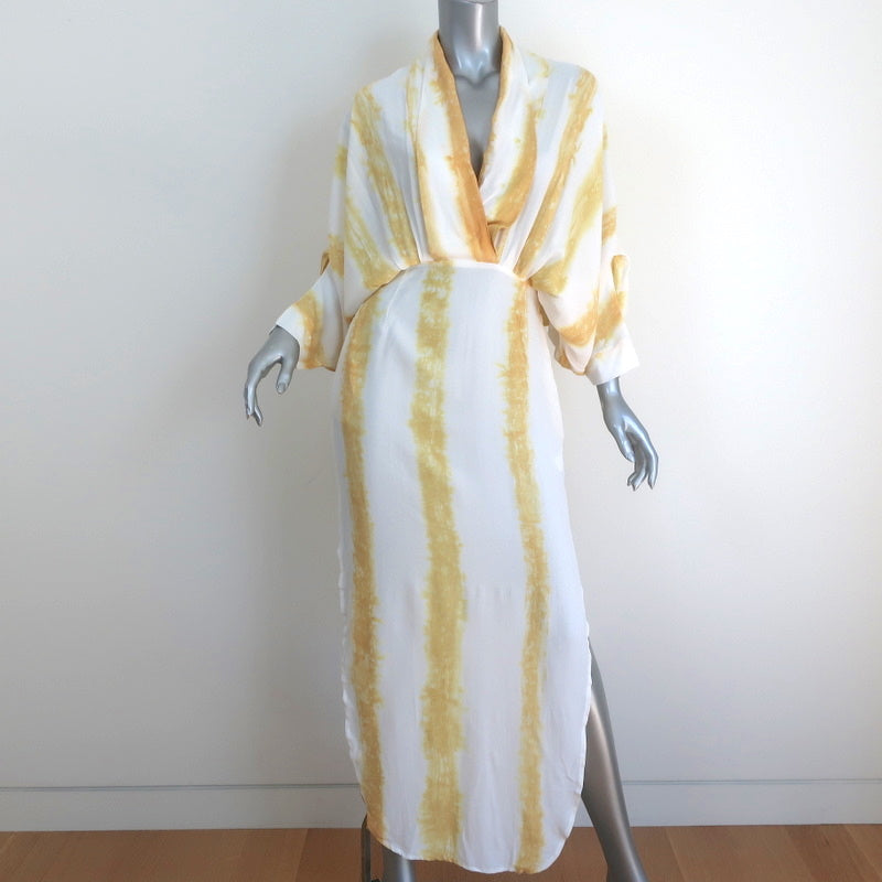 SWF Plunge Maxi Dress Golden Hour Tie Dye Stripe Crepe Size Small NEW Celebrity Owned SWF Plunge Maxi Dress Golden Hour Tie Dye Stripe Crepe Size Small NEW Celebrity Owned
