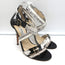 Jimmy Choo Crisscross Sandals Cream Snakeskin & Black Patent Leather Size 39