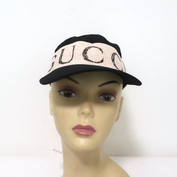 CHANEL CHANEL Sun visor COCO Mark ribbon hat cap straw Black Used Women CC  Coco