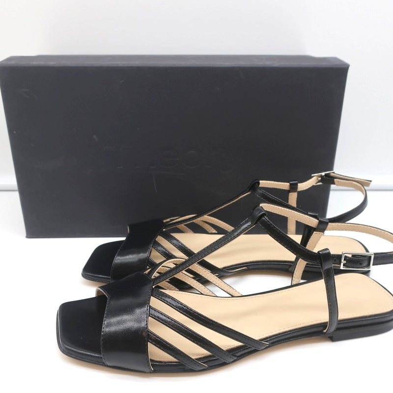CHANEL Pale Gold Leather + Black Satin Toes 3.5" Heel Slingback Sandals  Sz 38