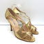 Manolo Blahnik Crisscross Sandals Metallic Gold Size 38.5 Peep Toe Heels NEW