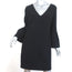 Trina Turk Bell Sleeve Dress Heiress Black Crepe Size 10 V-Neck Mini