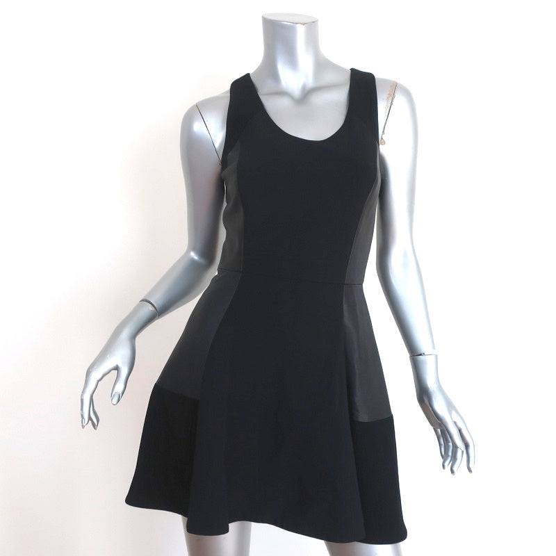 Rag & Bone Mini Dress Montrose Black Leather-Paneled Crepe Size 0 Slee – Celebrity Owned