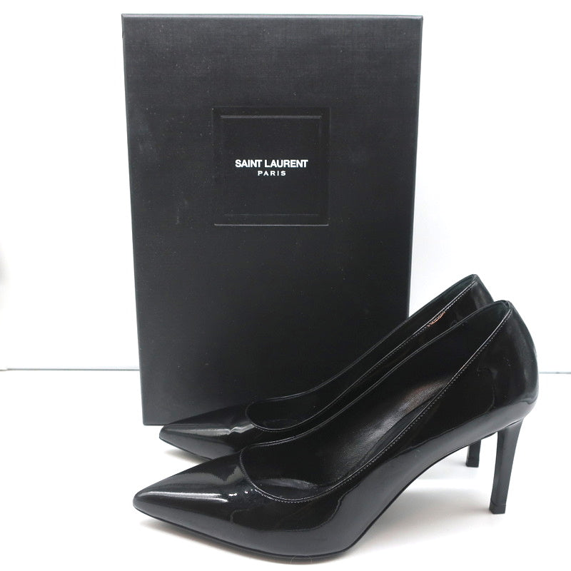 $650 Louis Vuitton Monogram Logo Black Leather Pumps Heels SZ 36