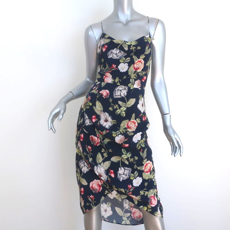 Alice & Olivia Dresses Floral Drape Front Navy Cross Back Midi Dress 4 / Navy Alice & Olivia Dresses Floral Drape Front Navy Cross Back Midi Dress 4 / Navy