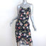 Alice + Olivia Open-Back Dress Reena Navy Draped Floral Print Matte Satin Size 4