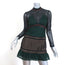 Self-Portrait Ruffled Hem Mini Dress Forest Green & Black Fishnet Size US 2