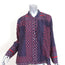 Xirena Top Kora Navy/Red Printed Cotton-Silk Size Small Long Sleeve Blouse