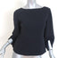 Tibi Ruched Sleeve Top Black Crepe Size 4 Zip-Back Blouse NEW
