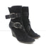 Givenchy Wedge Ankle Boots Black Buckled Suede Size 36.5 Pointed Toe