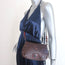 Henry Beguelin Croc-Embossed Flap Bag Brown/Purple Leather Small Shoulder Bag