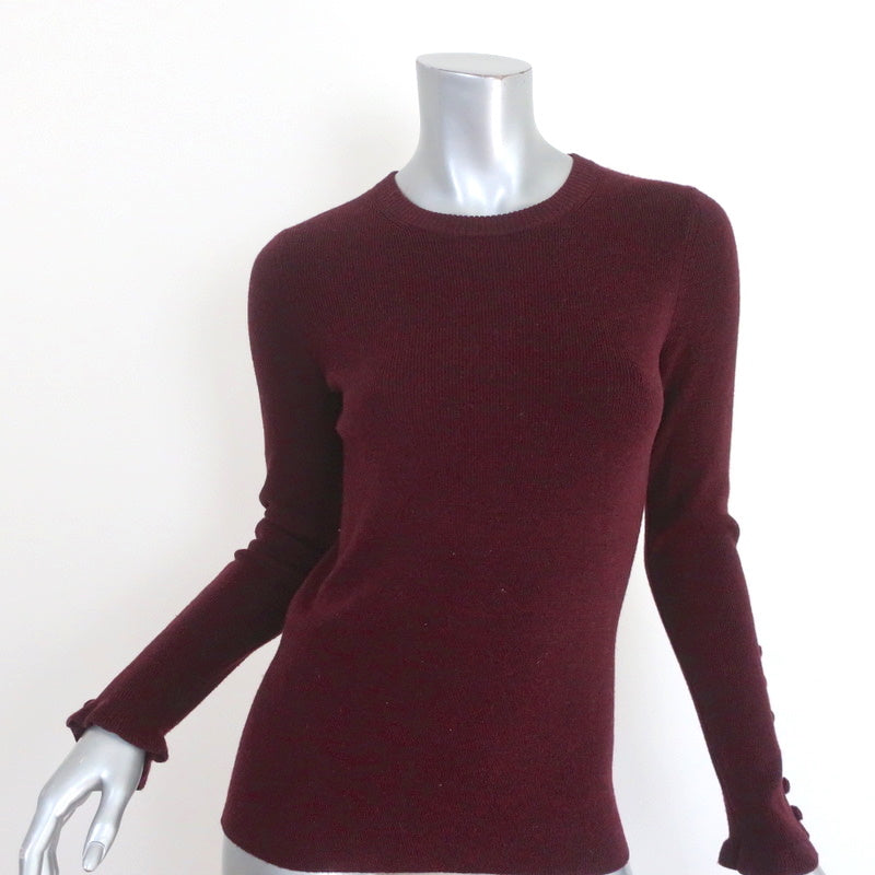 See by Chloe Button Sleeve Sweater Burgundy Wool Size Small Crewneck P –  Celebrity Owned
