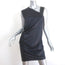 Helmut Lang Asymmetric Mini Dress Charcoal Wrinkled Satin Size 4