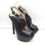 Fendi Platform Peep Toe Sandals Black Snakeskin Size 38.5 Slingback Heels