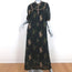 Warm Maxi Dress Float Black Floral Print Cotton Size 3 Short Sleeve NEW